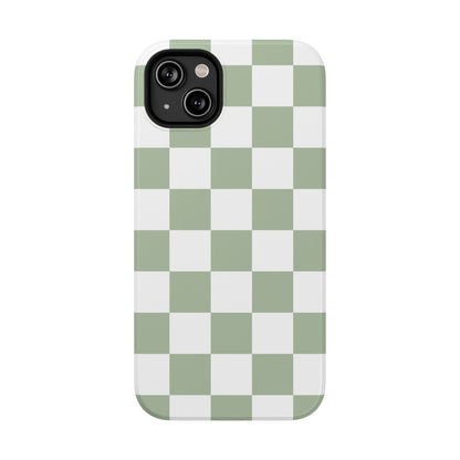 Sage Green Checkered iPhone Case