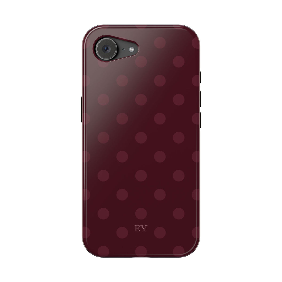 Custom Initials Burgundy Polka Dots iPhone Case