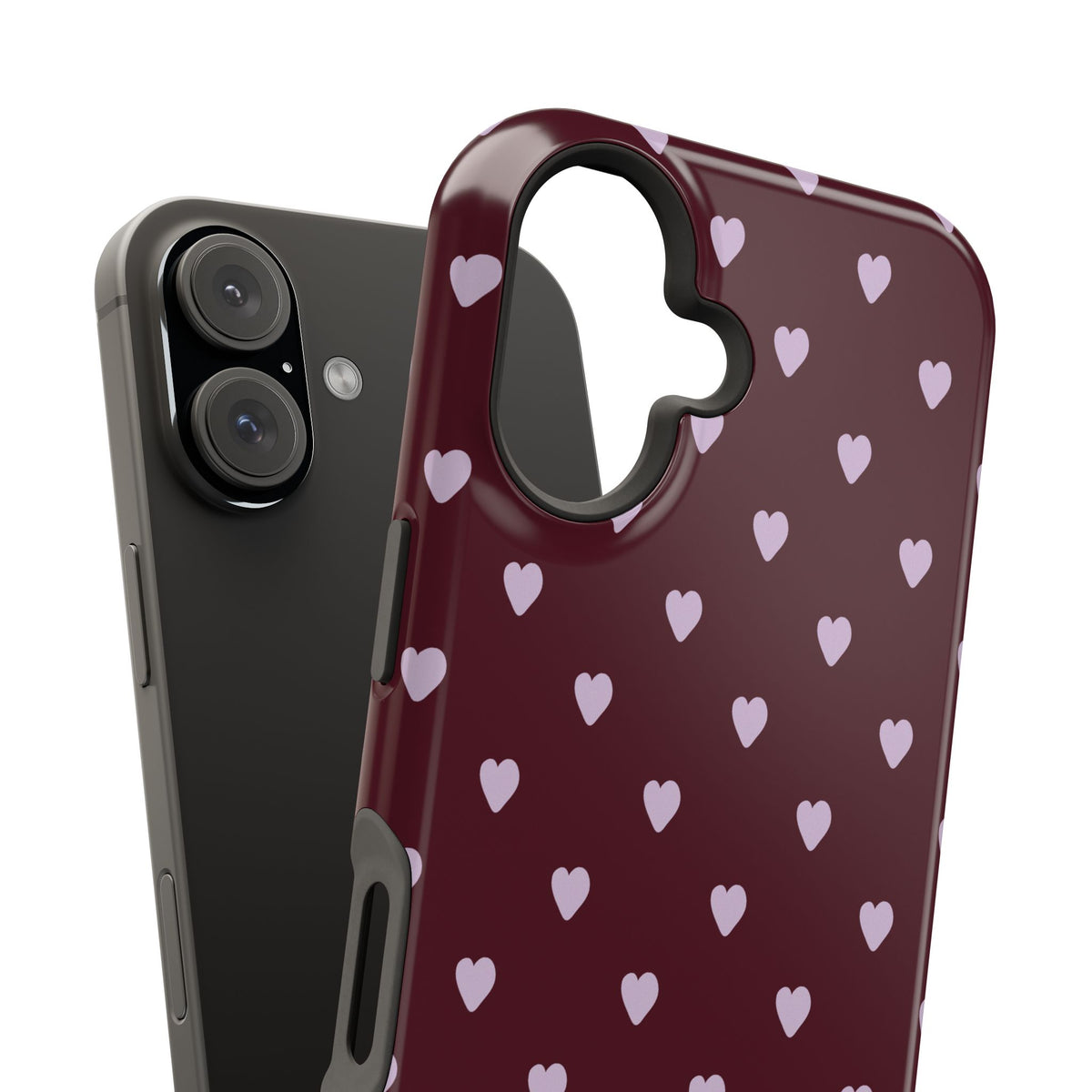 Burgundy & Purple Little Hearts iPhone Case