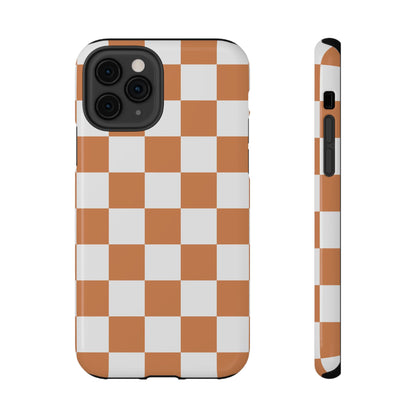 Dark Orange & White Checkered iPhone Case