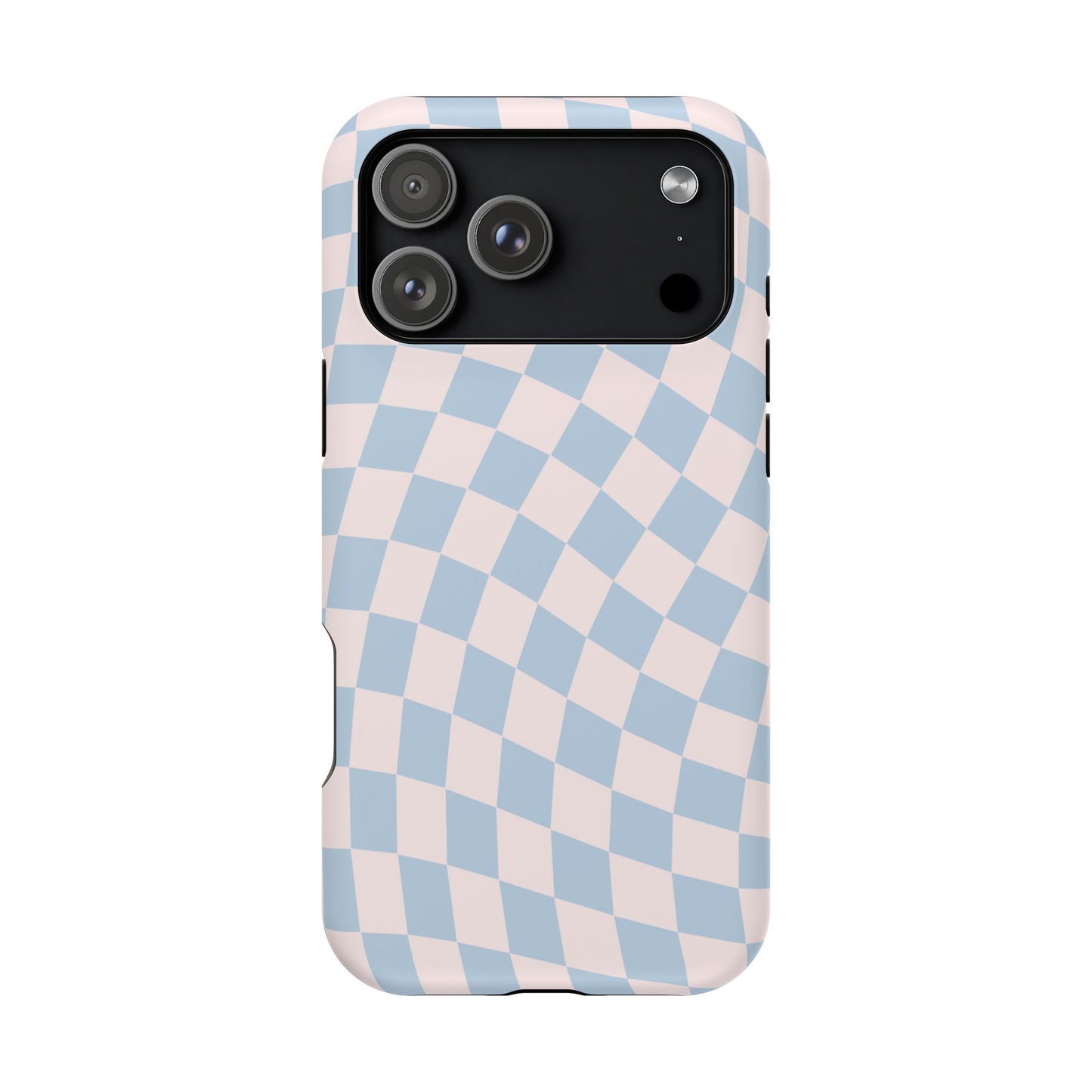 Pink & Blue Wavy Checkered iPhone Case