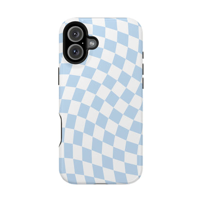 Blue Wavy Checkered iPhone Case