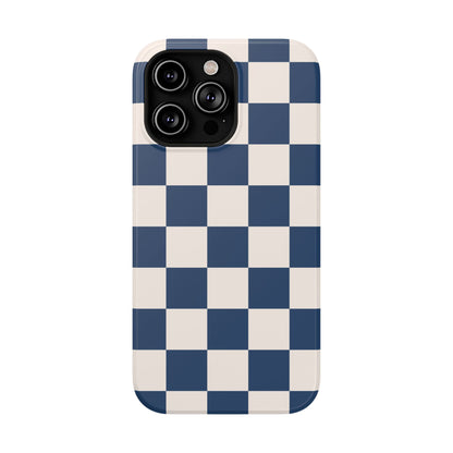 Navy & Beige Checkered iPhone Case