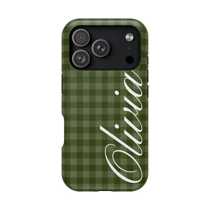Custom Green Gingham iPhone Case