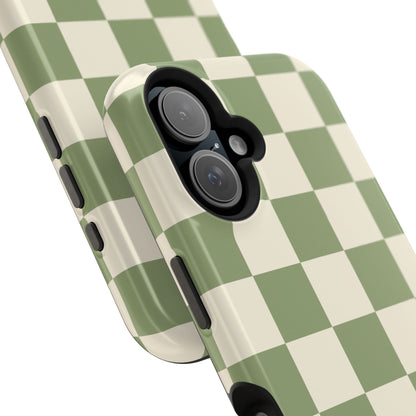 Green & Beige Checkered iPhone Case