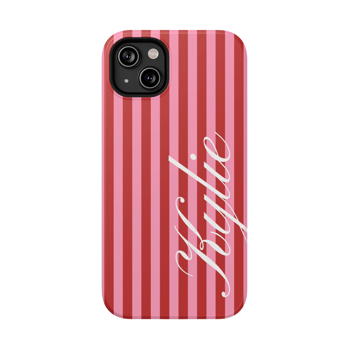 Personalized Cherry Blush Stripes iPhone Case