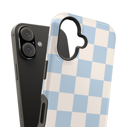 Light Blue & Beige Checkered iPhone Case