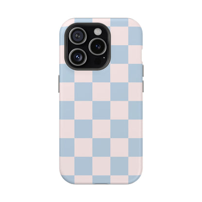 Light Pink & Blue Checkered iPhone Case