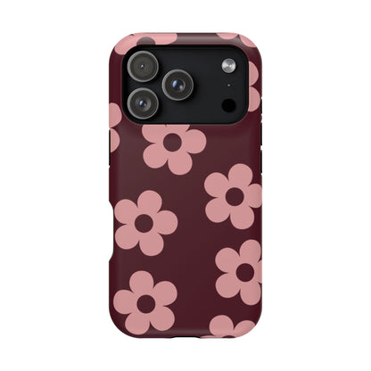 Burgundy & Pink Flowers iPhone Case