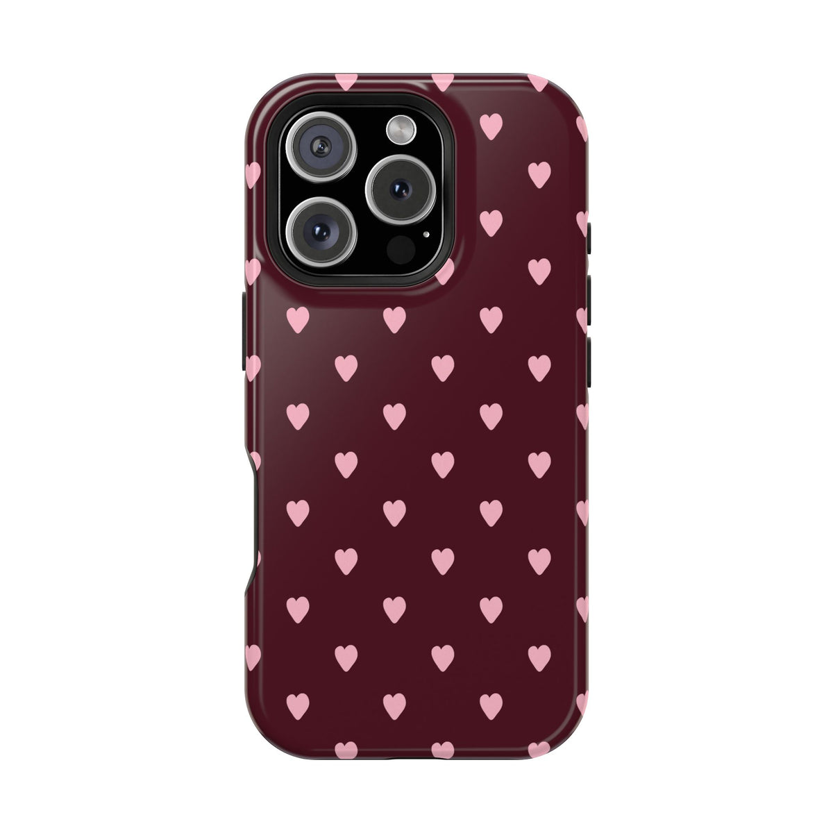 Burgundy & Pink Little Hearts iPhone Case