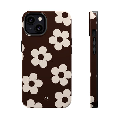 Custom Initials Cocoa Flowers iPhone Case