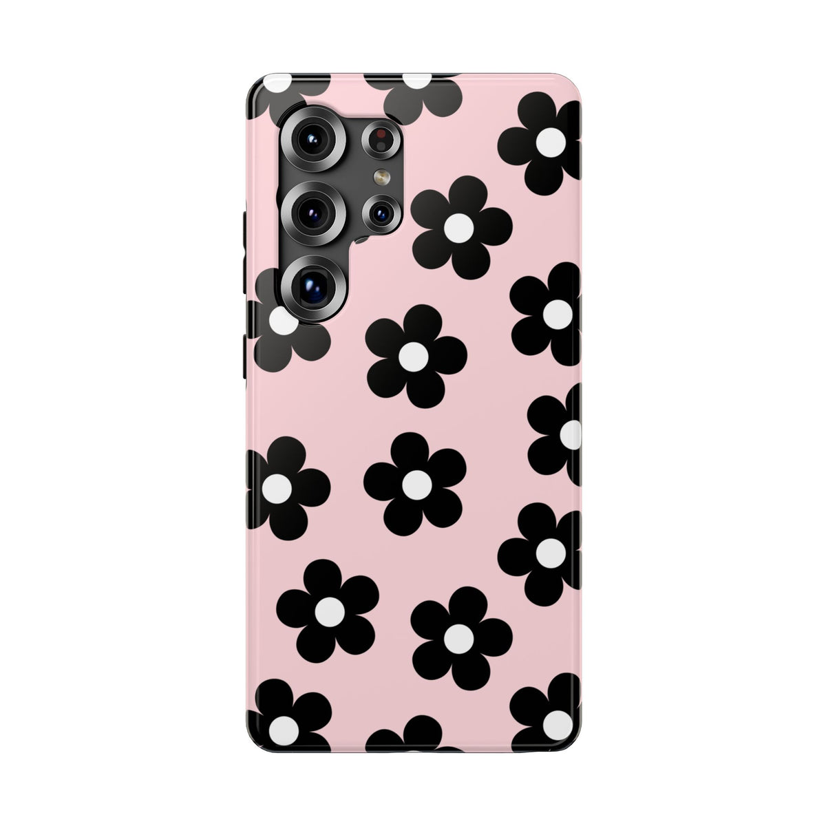 Pink & Black Retro Flowers Samsung Case