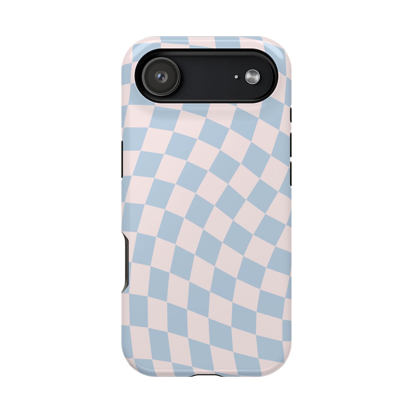 Pink & Blue Wavy Checkered iPhone Case
