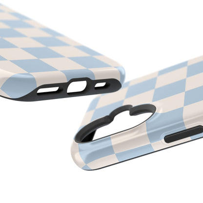 Light Blue & Beige Checkered iPhone Case