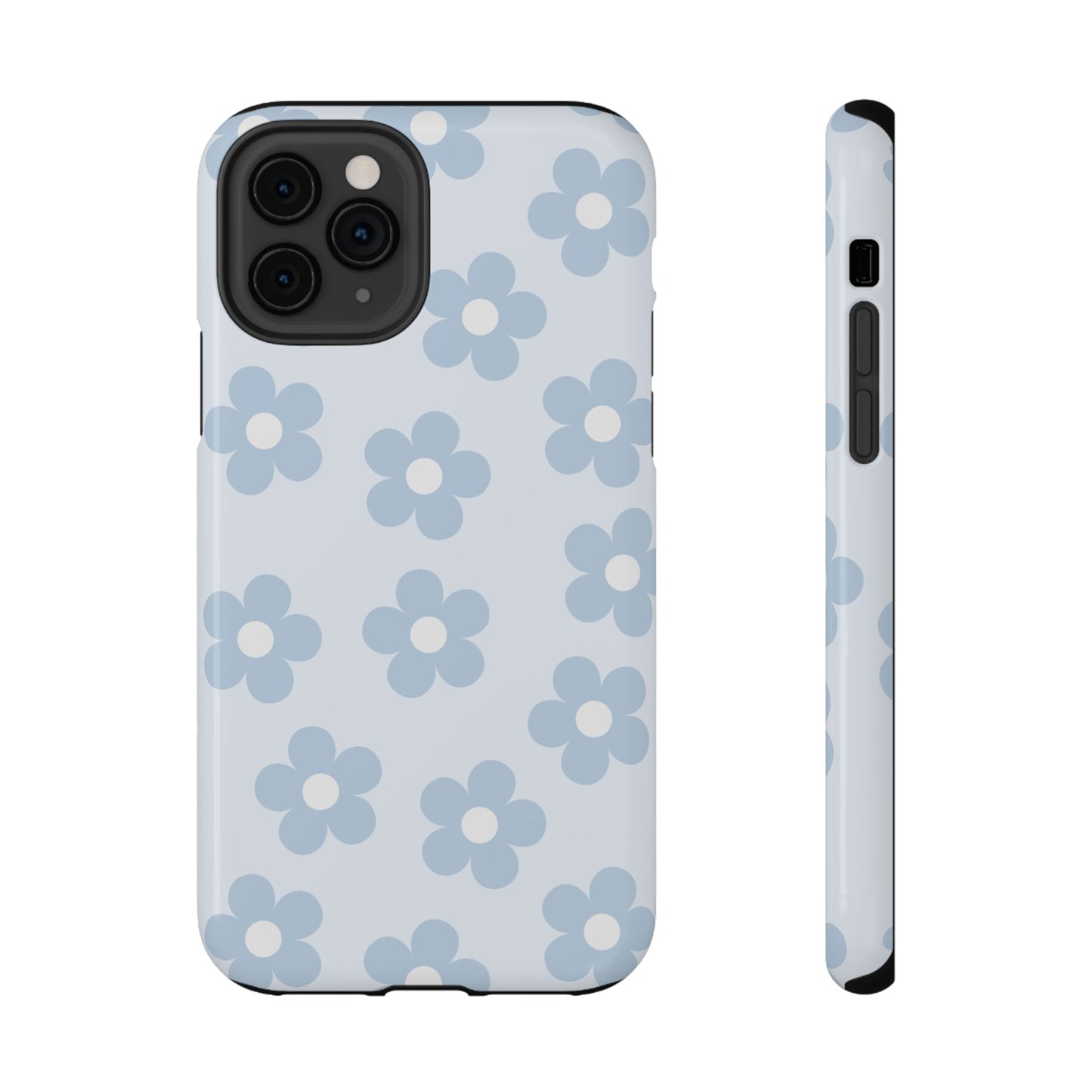 Light Blue Retro Flowers iPhone Case