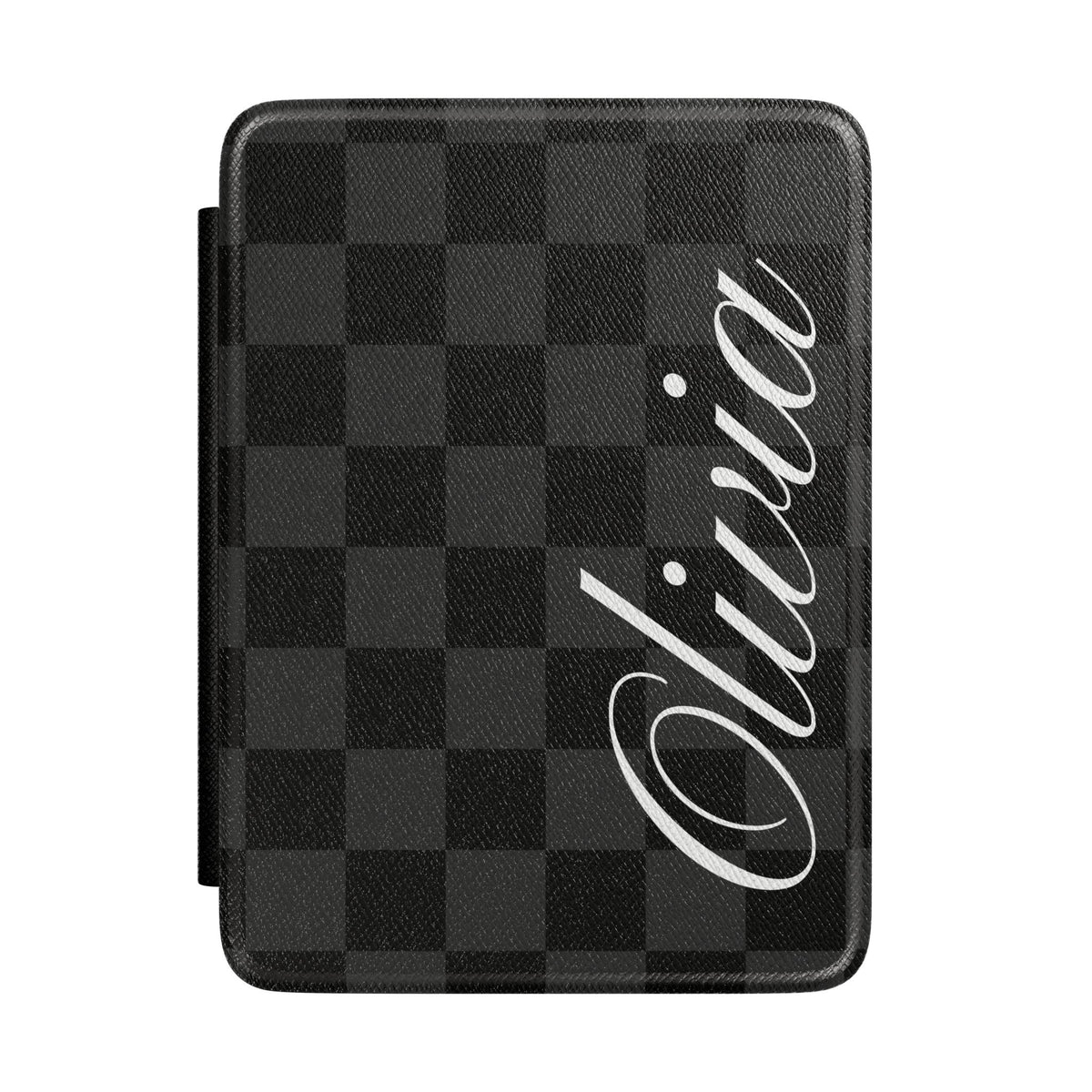 Custom Black Checkered Kindle Case