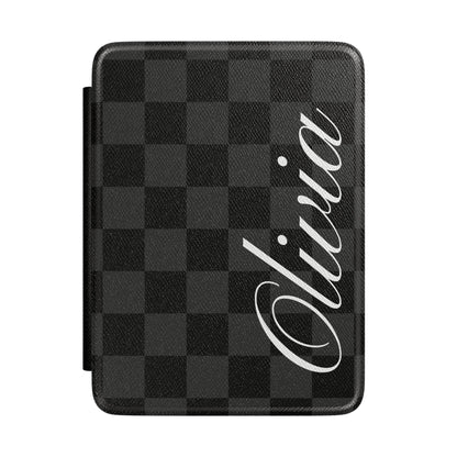Custom Black Checkered Kindle Case