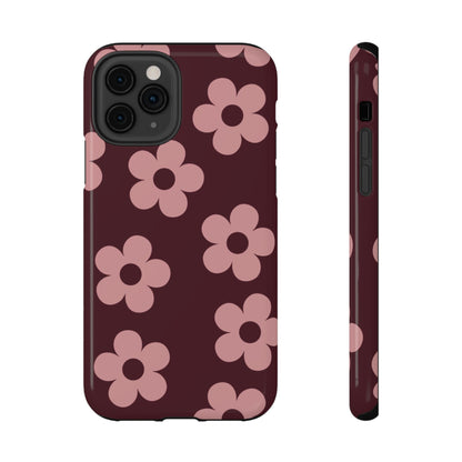 Burgundy & Pink Flowers iPhone Case