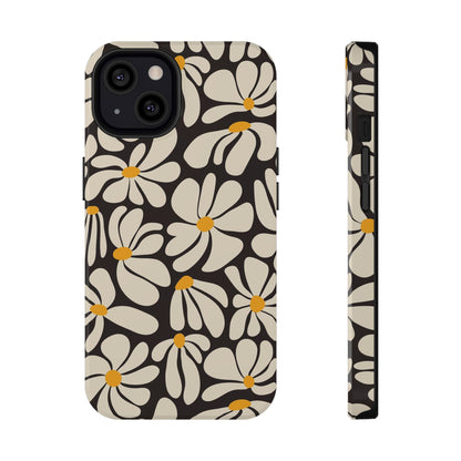 Black Retro Flowers iPhone Case