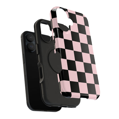 Pink & Black Checkered iPhone Case