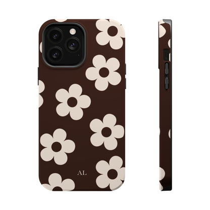 Custom Initials Cocoa Flowers iPhone Case