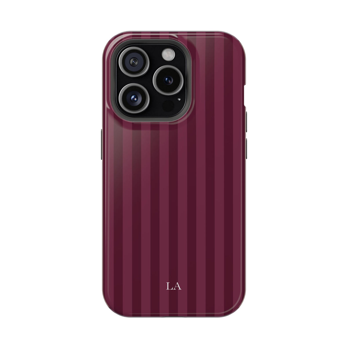 Custom Initials Plum Stripes iPhone Case