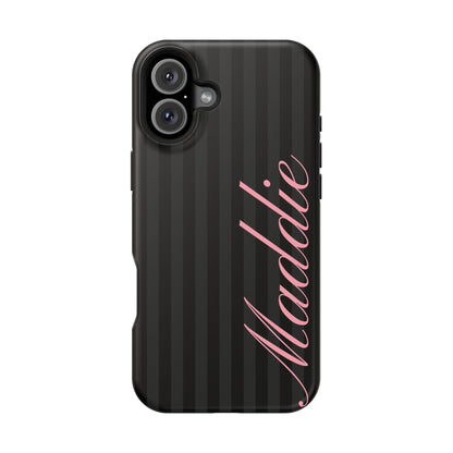 Custom Pink Black Stripes iPhone Case