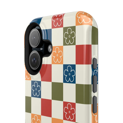 Vintage Flowers Checkered iPhone Case