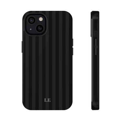 Custom Initials Black Stripes iPhone Case