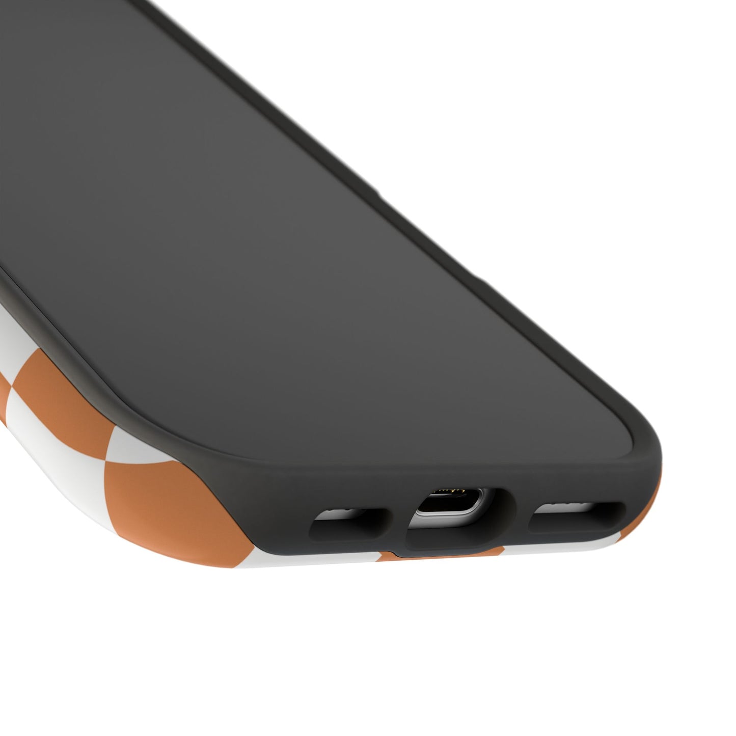 Dark Orange & White Checkered iPhone Case