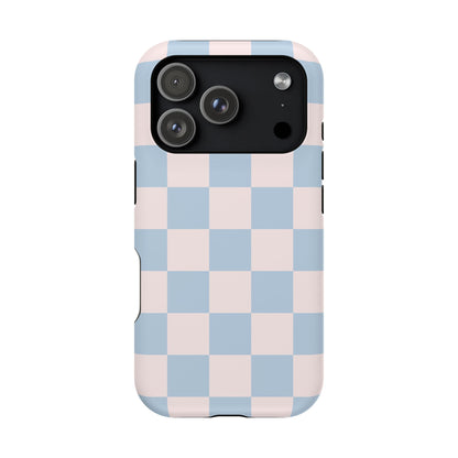 Light Pink & Blue Checkered iPhone Case