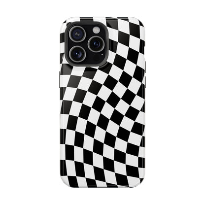 Black Wavy Checkered iPhone Case