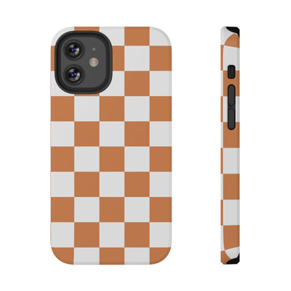 Dark Orange & White Checkered iPhone Case