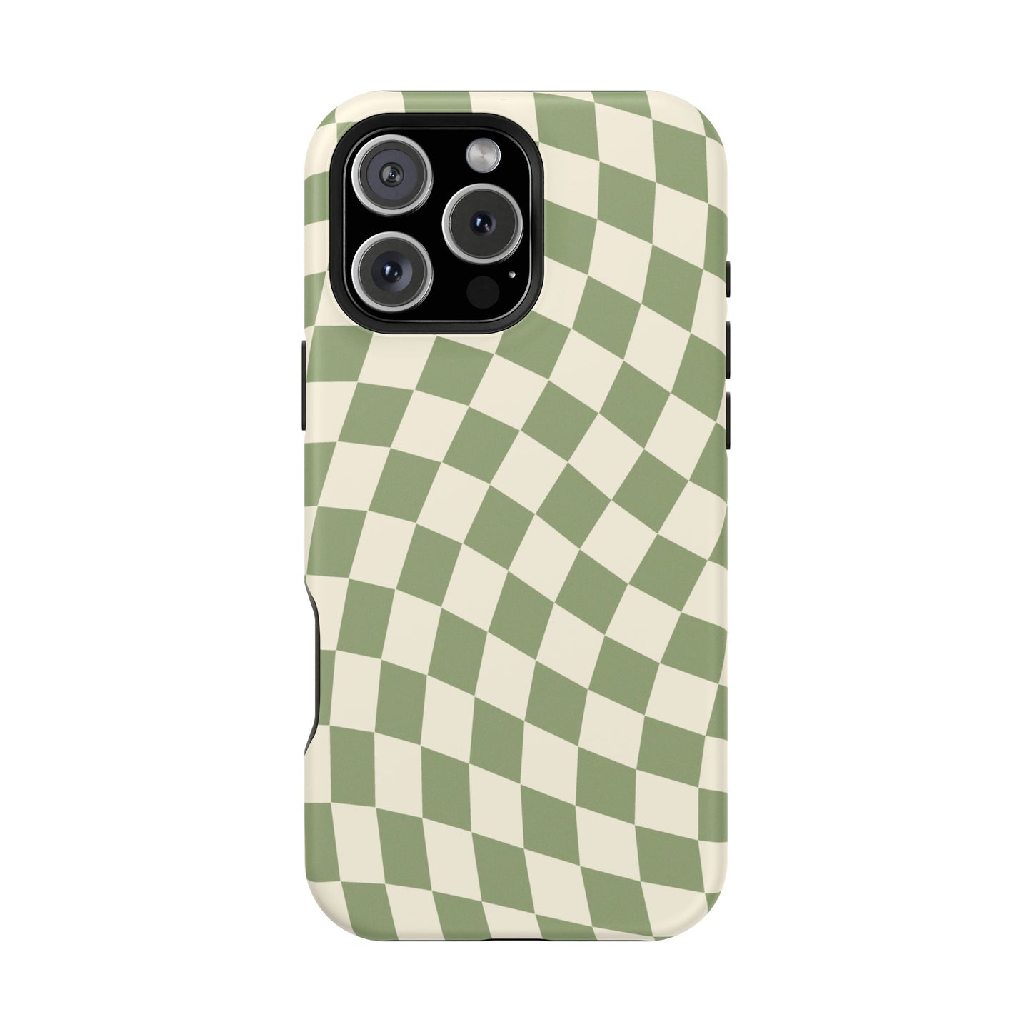 Green & Beige Wavy Checkered iPhone Case