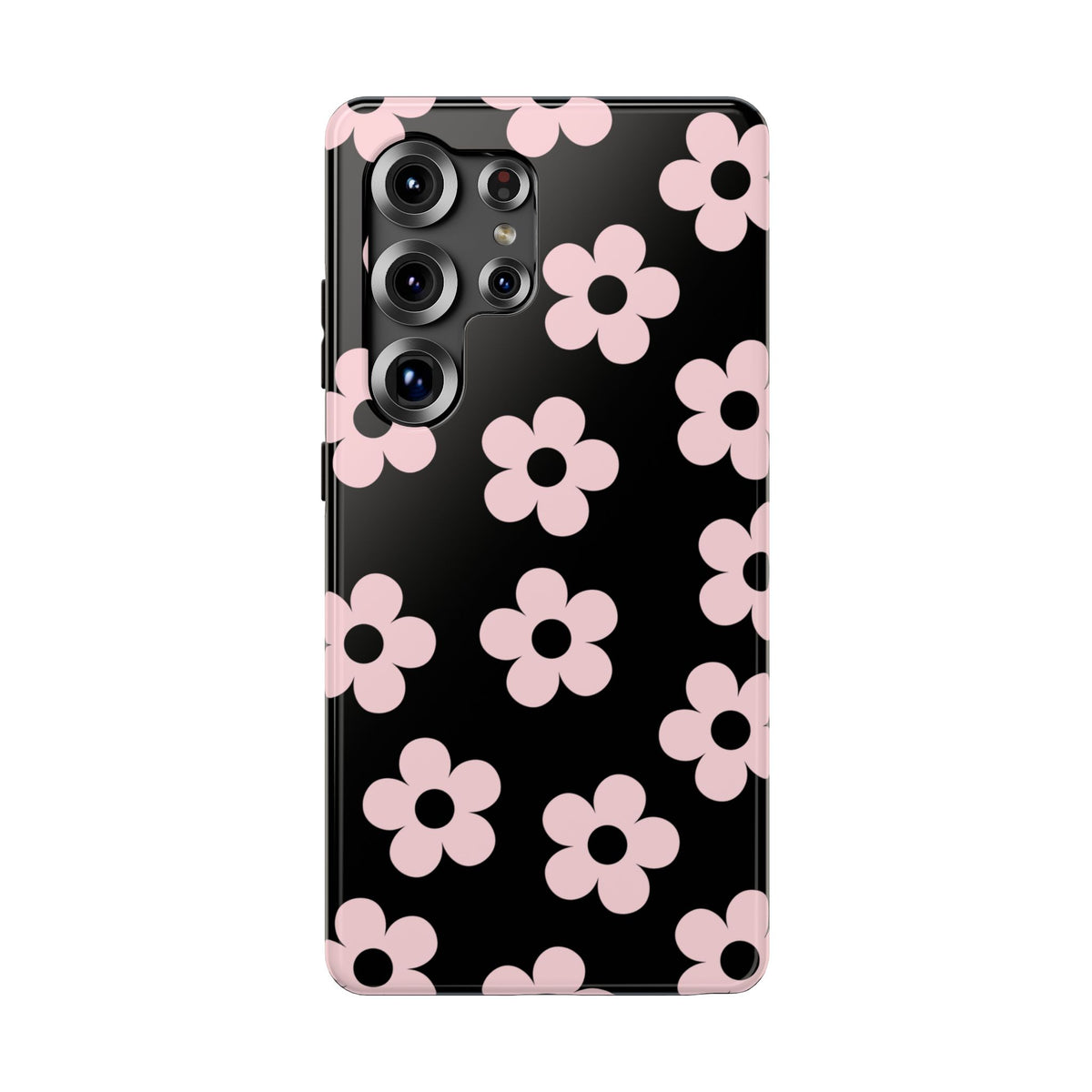 Black & Pink Retro Flowers Samsung Case