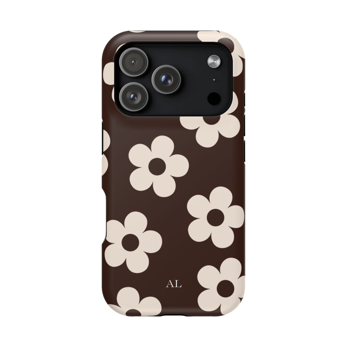 Custom Initials Cocoa Flowers iPhone Case