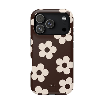 Custom Initials Cocoa Flowers iPhone Case