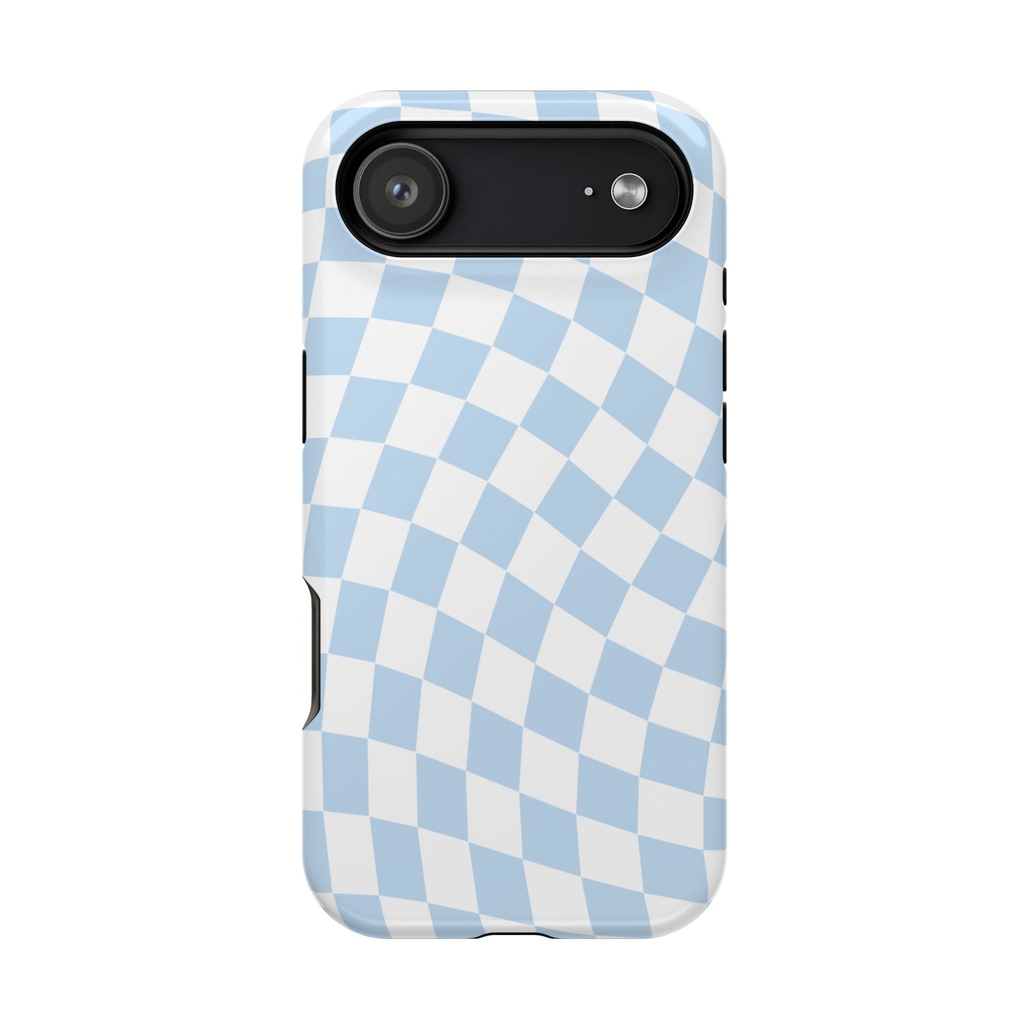 Blue Wavy Checkered iPhone Case