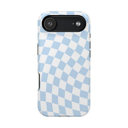 Blue Wavy Checkered iPhone Case