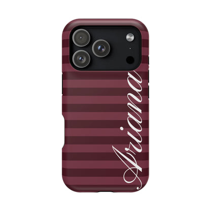 Custom Burgundy Classic Striped iPhone Case