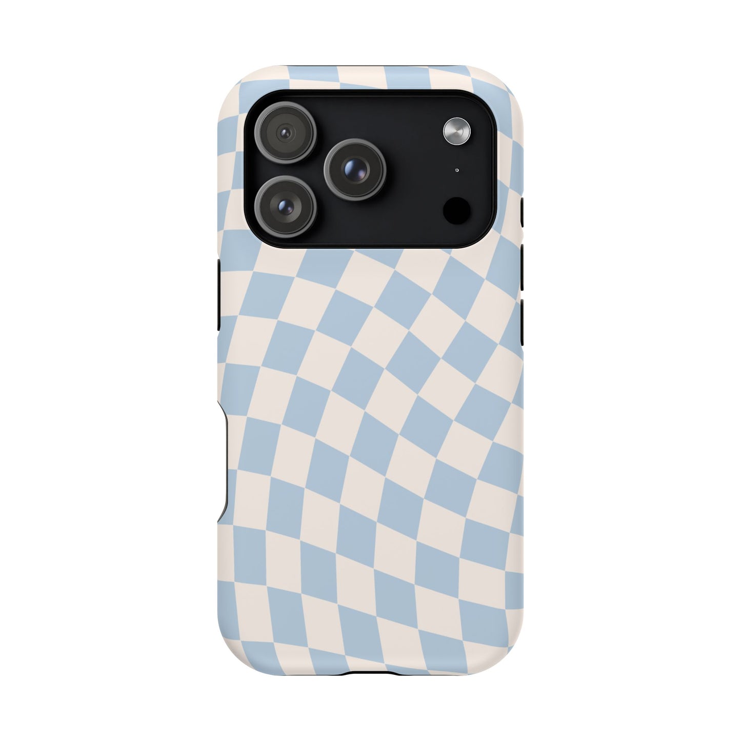 Blue & Beige Wavy Checkered iPhone Case