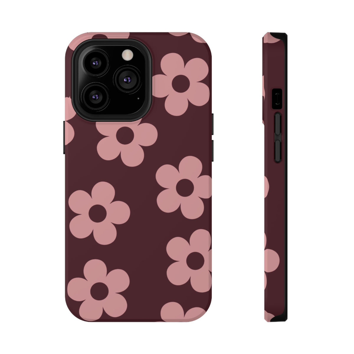 Burgundy & Pink Flowers iPhone Case