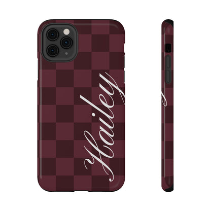Custom Burgundy Checkered iPhone Case
