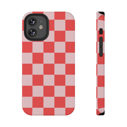 Red & Pink Checkered iPhone Case