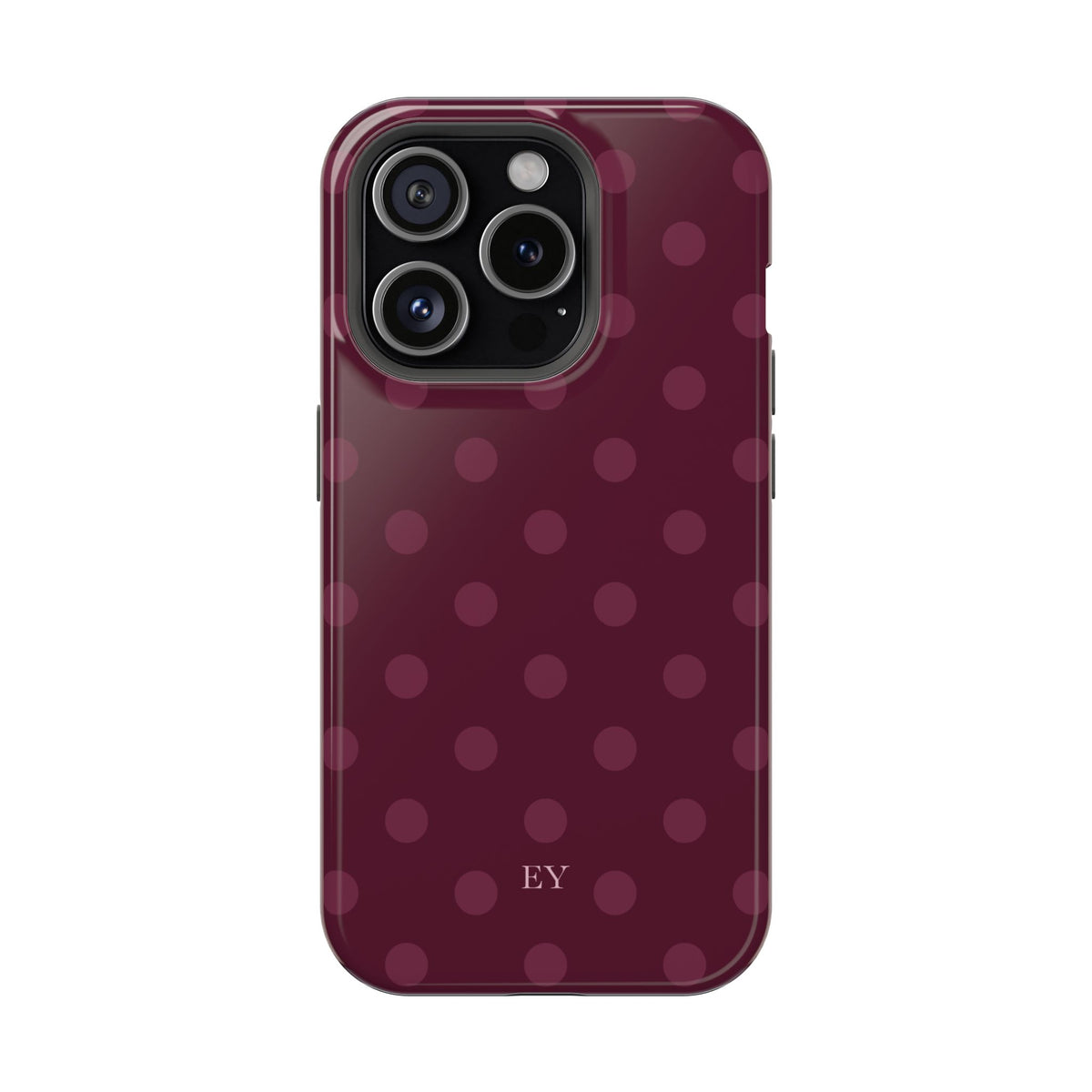 Custom Initials Plum Polka Dots iPhone Case