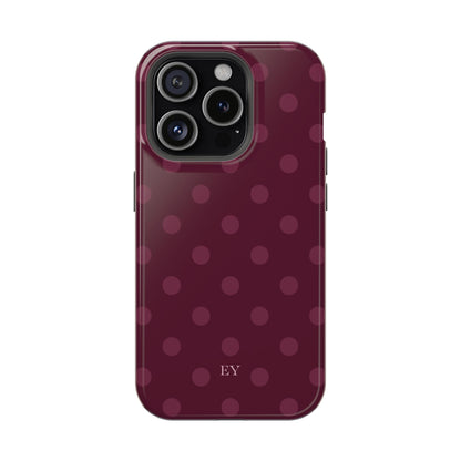 Custom Initials Plum Polka Dots iPhone Case