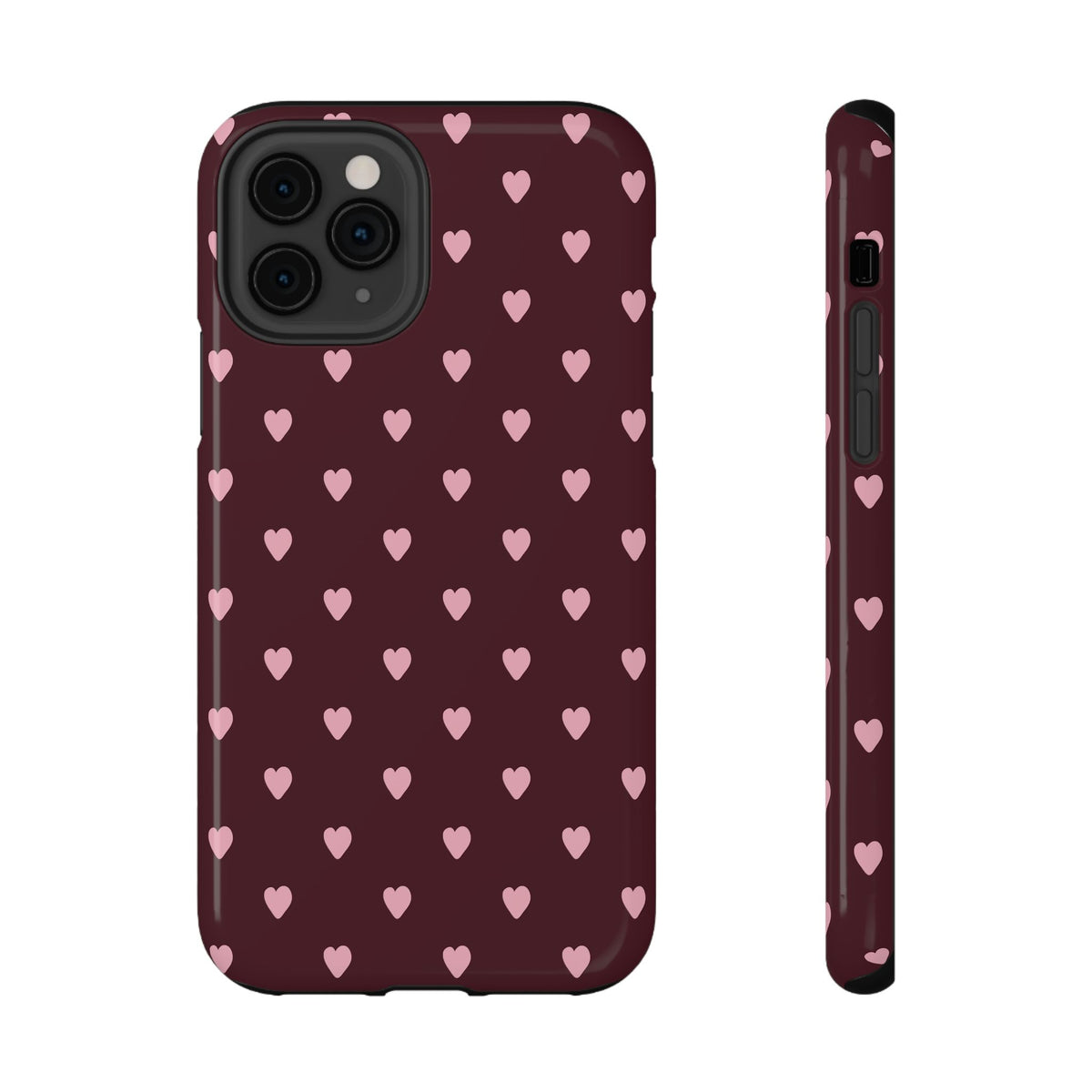 Burgundy & Pink Little Hearts iPhone Case