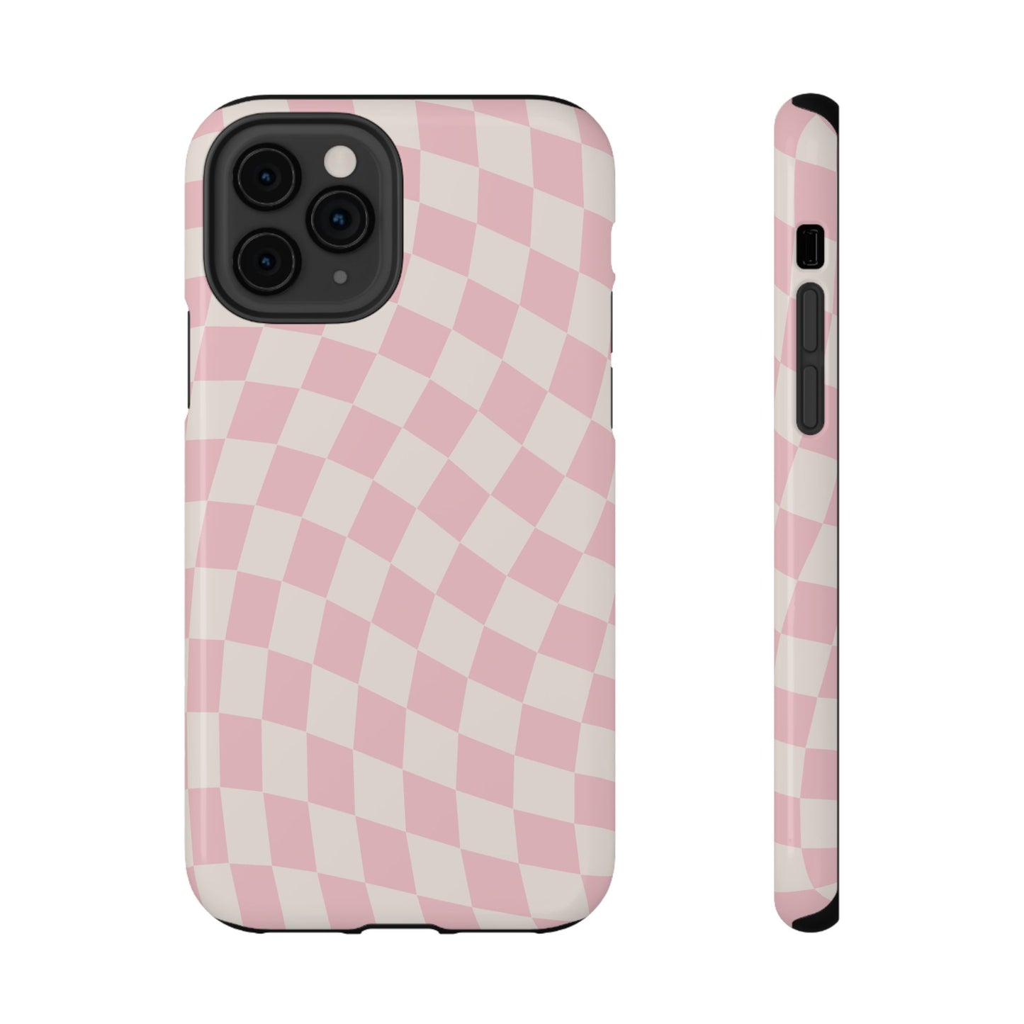 Pink & Beige Wavy Checkered iPhone Case