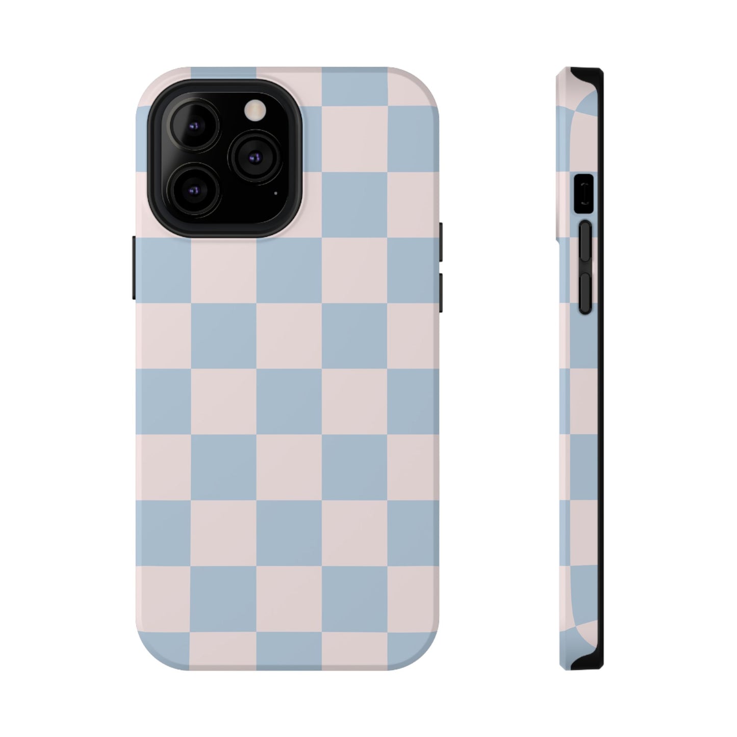 Light Pink & Blue Checkered iPhone Case