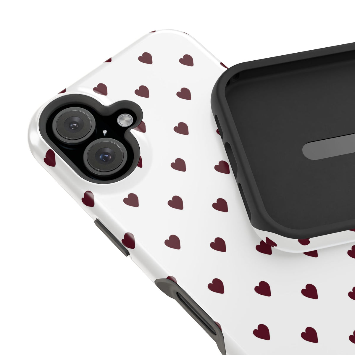 Burgundy Little Hearts iPhone Case